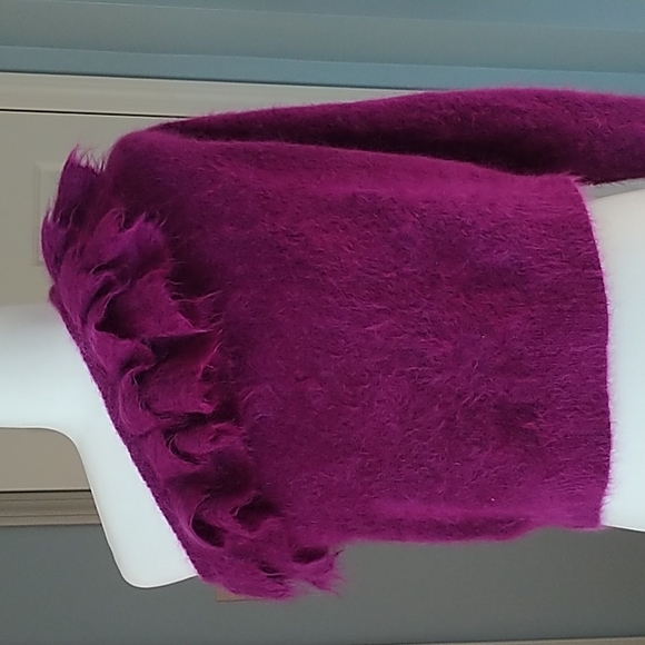 ZARA Purple Mohair One Shoulder with Ruffle Top - Picture 4 of 11